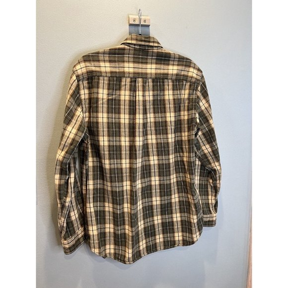 LL Bean Shirt Mens M Green/Yellow Plaid Long Sleeve Button Down Traditional‎ Fit - Picture 4 of 6